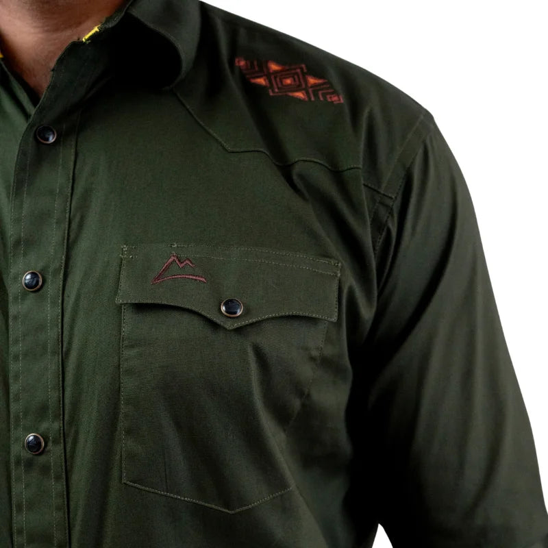 Camisa Vaquera Lisa Verde Militar
