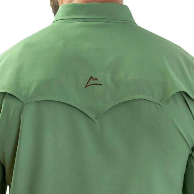 Camisa Vaquera Fishing Manga Larga Verde Olivo con Ventilación