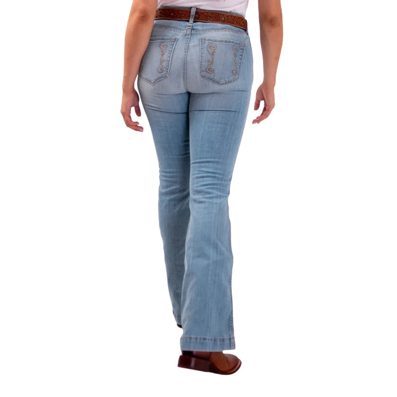 Jeans Vaqueros Cintura Alta Corte Bota para Dama