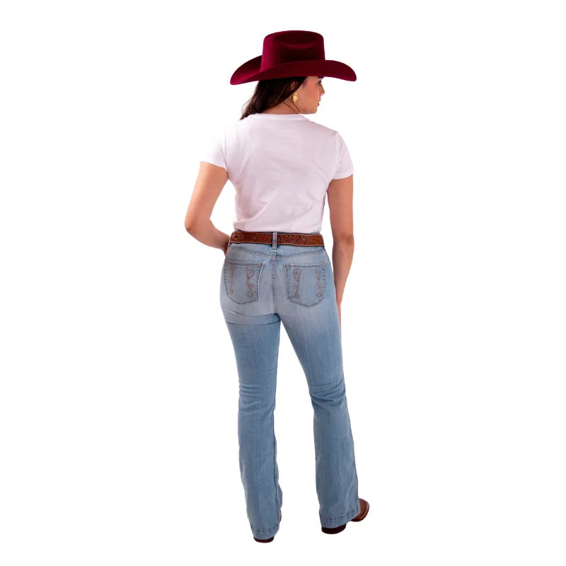 Jeans Vaqueros Cintura Alta Corte Bota para Dama