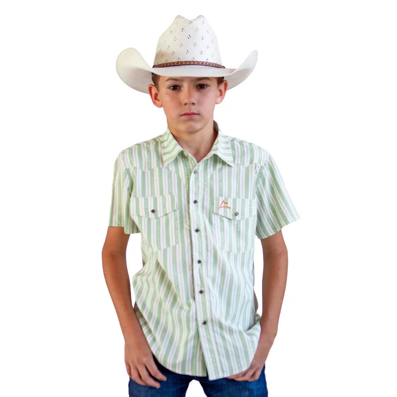Camisa Frisco Fishing Niño Rayas y Flechas Verde Olivo