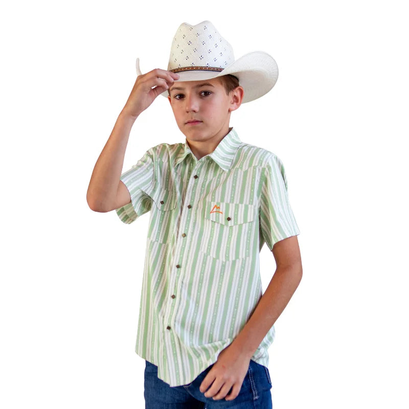 Camisa Frisco Fishing Niño Rayas y Flechas Verde Olivo