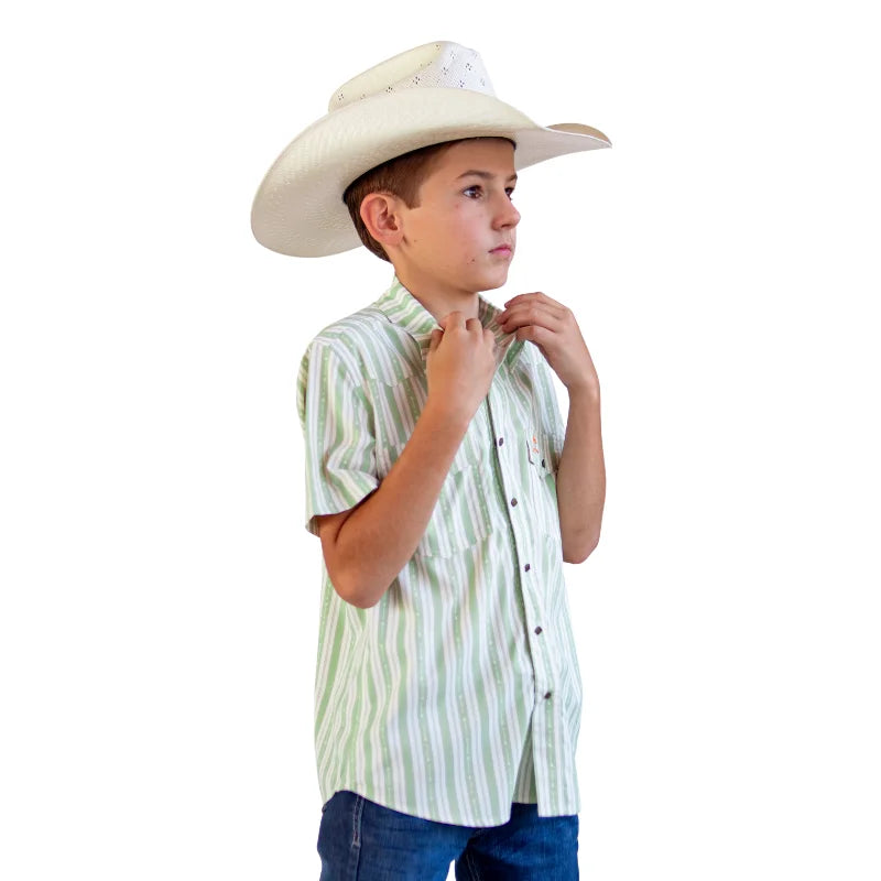 Camisa Frisco Fishing Niño Rayas y Flechas Verde Olivo