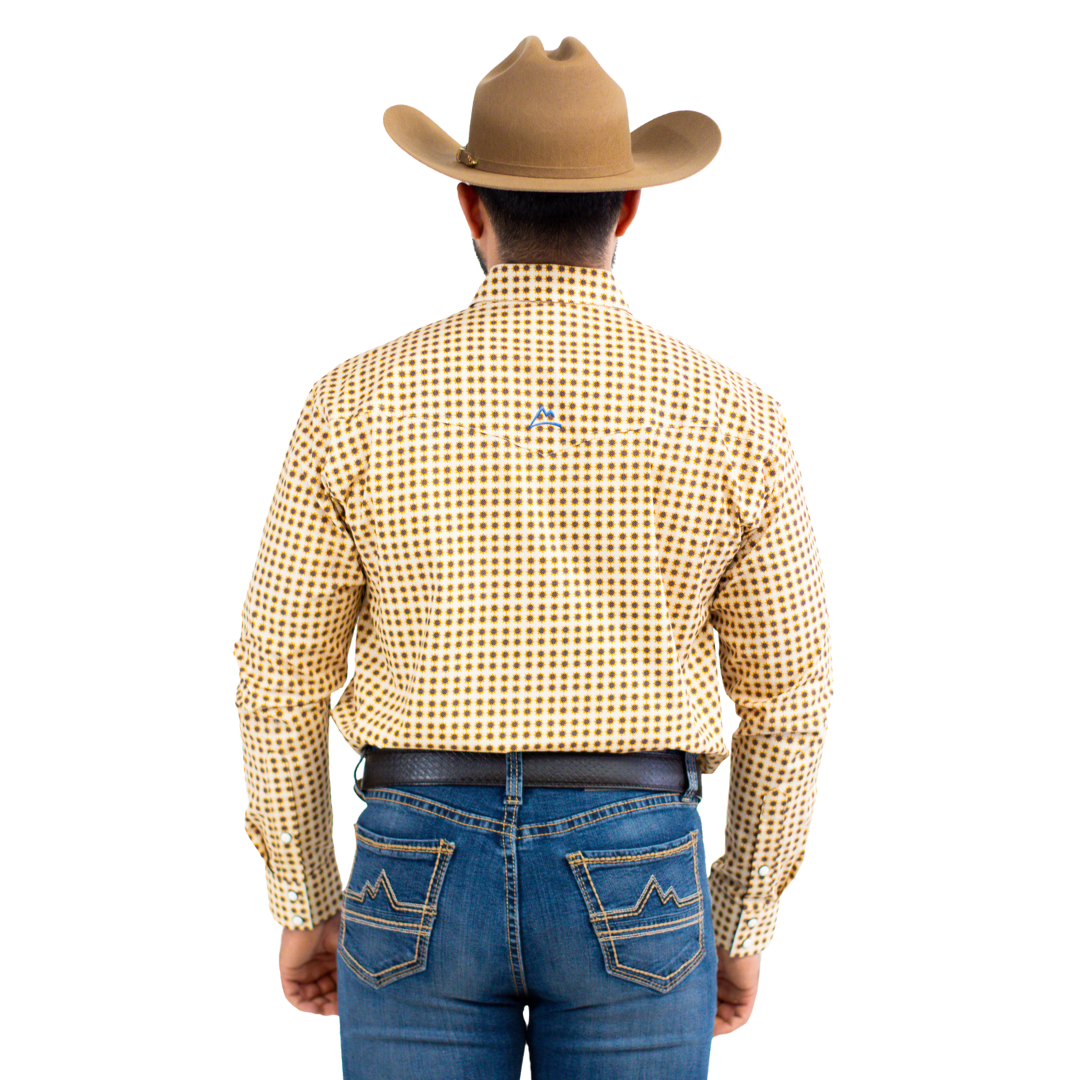 Camisa Vaquera Estampado Biznaga Amarilla