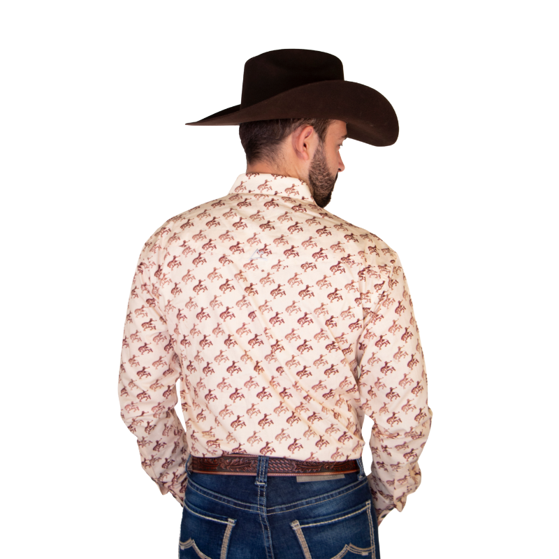 Camisa Vaquera Caballero Estampado Siluetas Jinete
