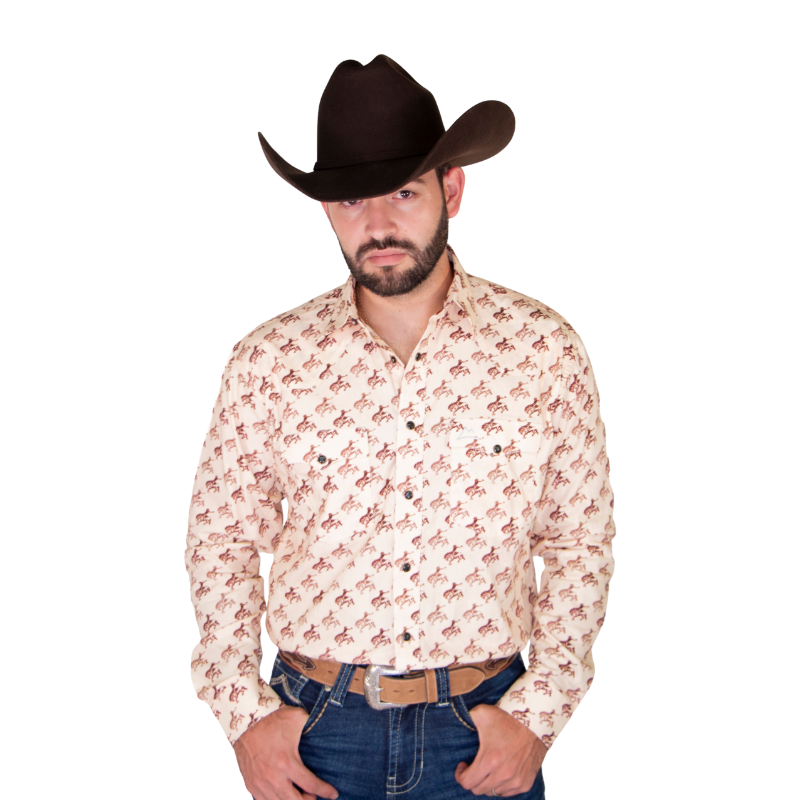 Camisa Vaquera Caballero Estampado Siluetas Jinete