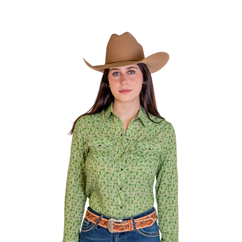 Camisa Dama Vaquera Caballos y Cactus