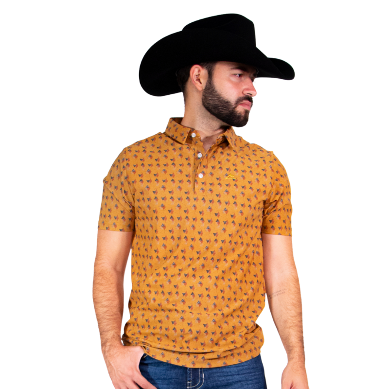 Polo Print UV Amarillo/Café/Naranja Hombre