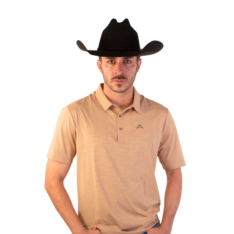 Polo Print Beige Café Hombre