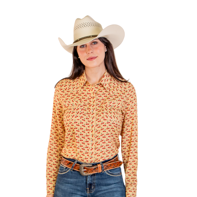 Camisa Vaquera Dama Estampado Cerezas