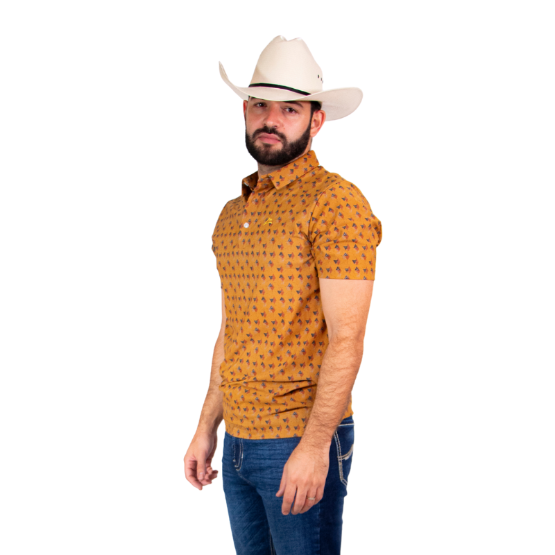 Polo Print UV Amarillo/Café/Naranja Hombre