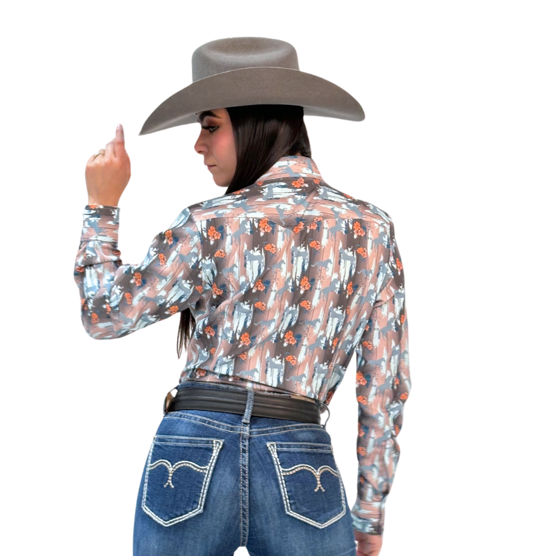 Camisa Vaquera Dama Estampado Establo