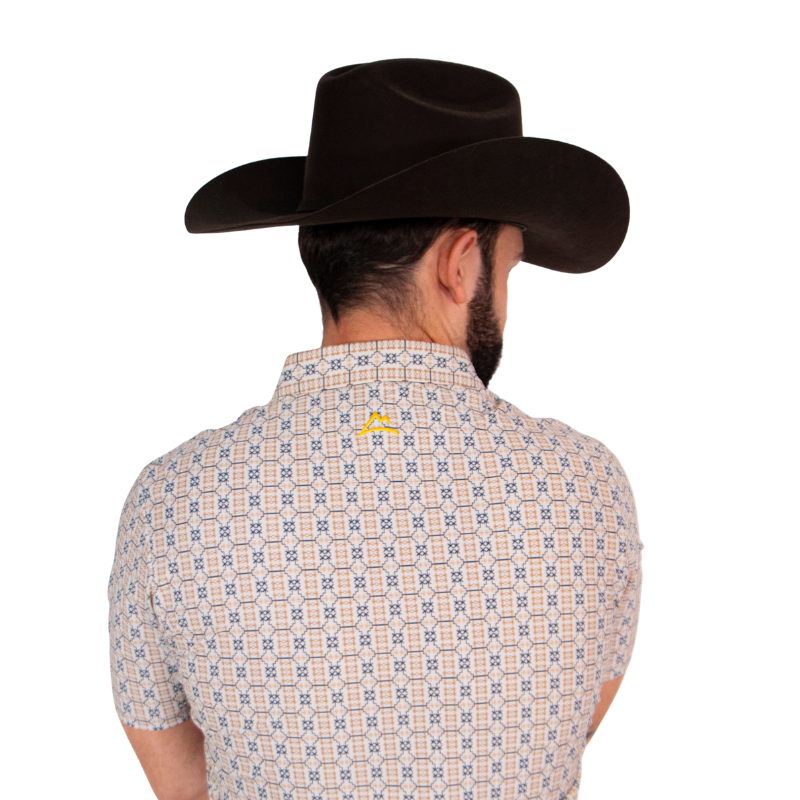 Polo Caballero UV Print Beige/Azul/Amarillo