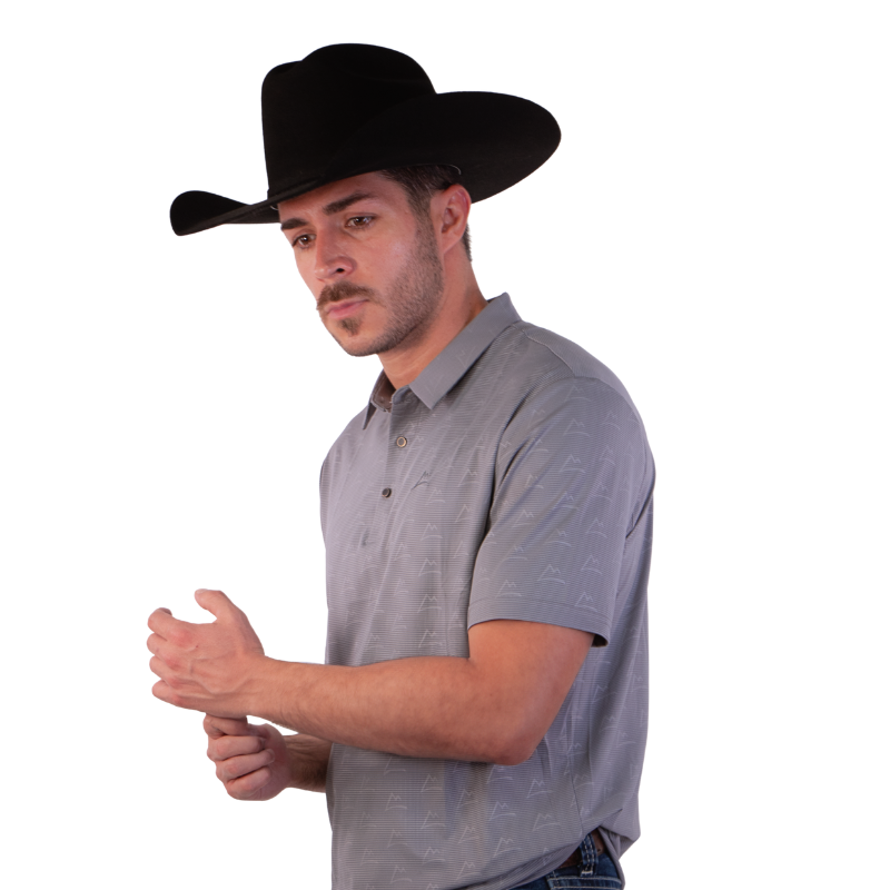 Polo Print Gris Azulado Hombre