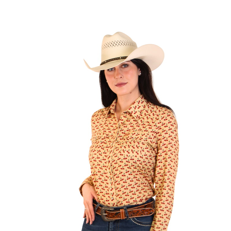 Camisa Vaquera Dama Estampado Cerezas