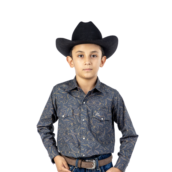 Camisa Kids Estampado Silueta Caballos