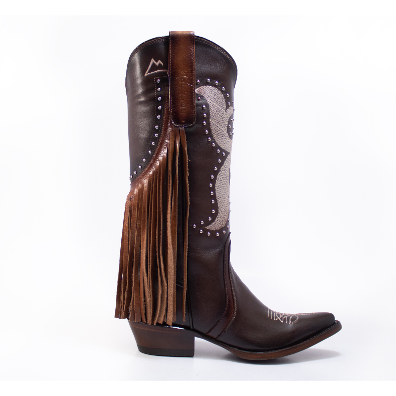 Bota Vaquera Angie Café de Piel con Horma Santa Clara