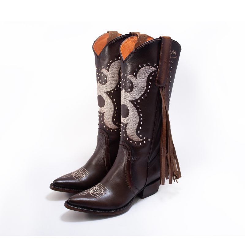 Bota Vaquera Angie Café de Piel con Horma Santa Clara