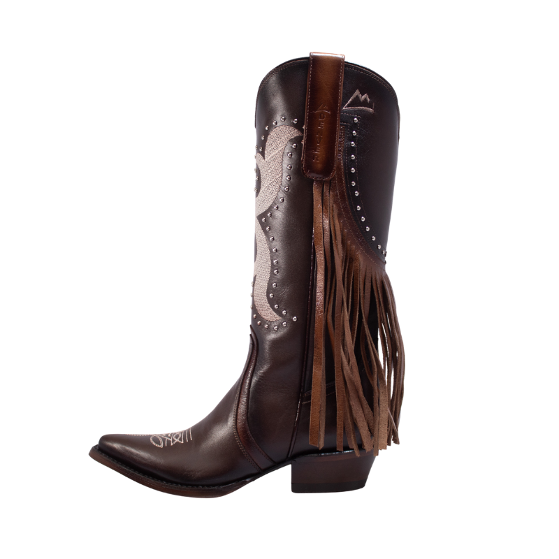 Bota Vaquera Angie Café de Piel con Horma Santa Clara