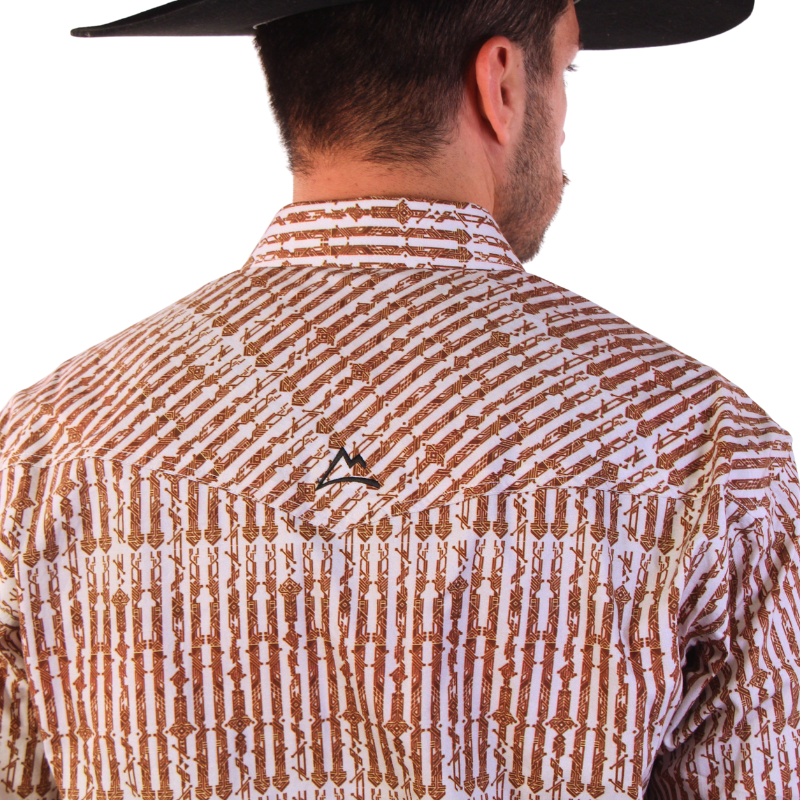 Camisa Vaquera Caballero Étnico Flechas Café