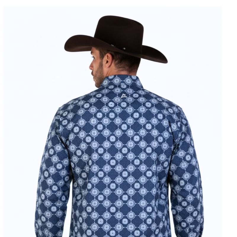 Camisa Vaquera Mosaico Azul Hombre