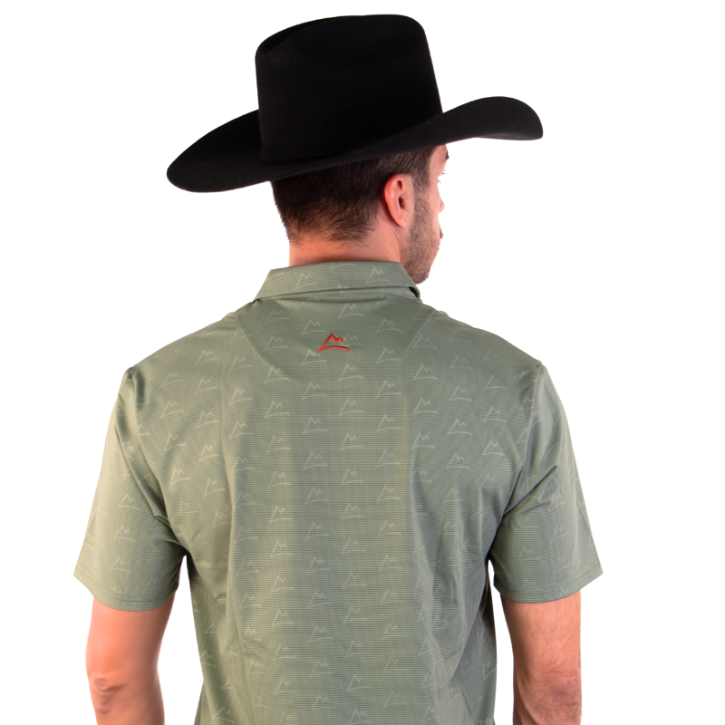 Polo Print Efecto Verde Naranja Hombre