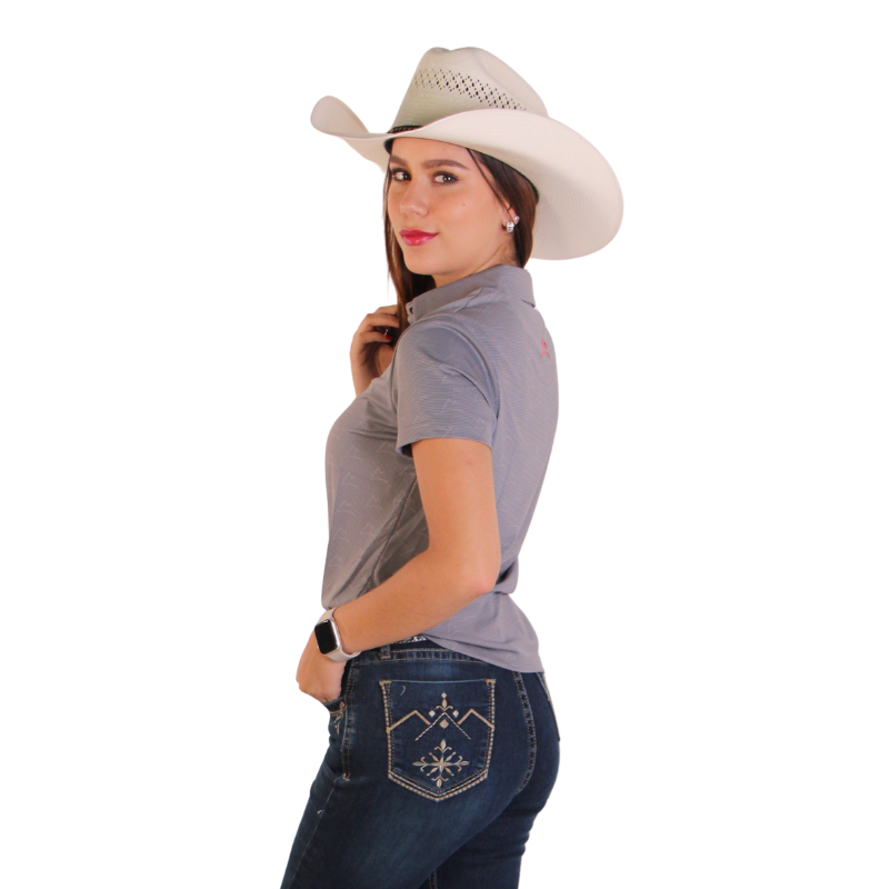 Polo Print Gris Azulado para Mujer