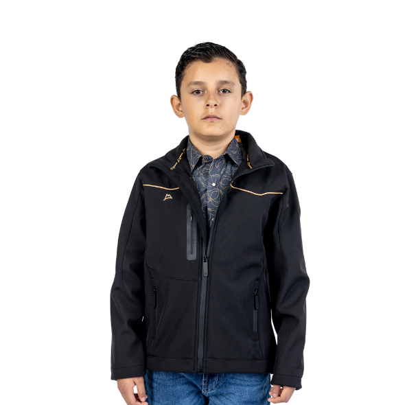 Chamarra Kids Spandex Black con Ribeteado