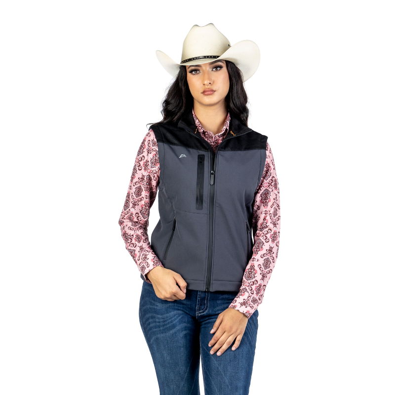 Chaleco Spandex Dama Forjado Gloss Black-Dark Grey