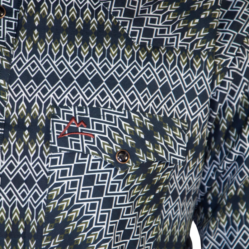 Camisa Vaquera Caballero Flechas Aztecas Verde