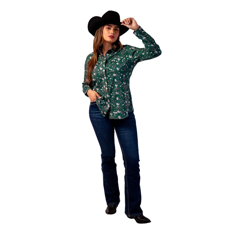 Camisa Vaquera Icy Denver Mujer Flor De Yuka Verde