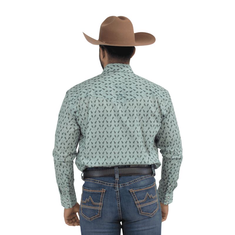 Camisa Vaquera Hombre Icy Denver Verde Caballos