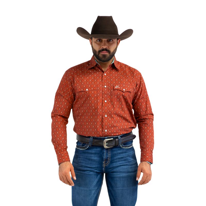 Camisa Vaquera Hombre Icy Denver Chedrón Naranja