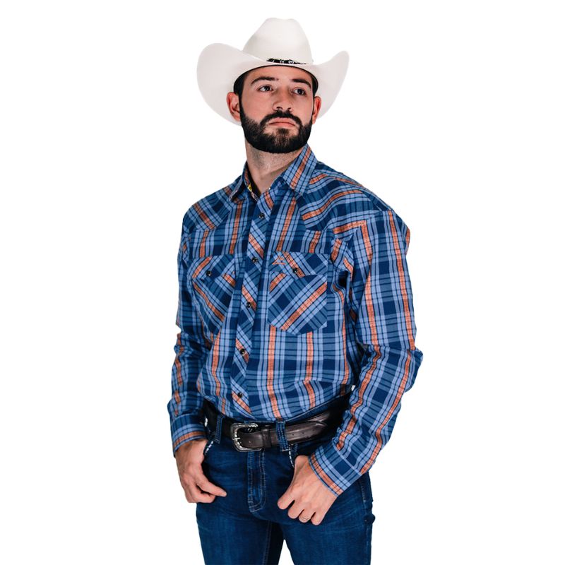 Camisa Vaquera Icy Denver Hombre Cuadros Azul