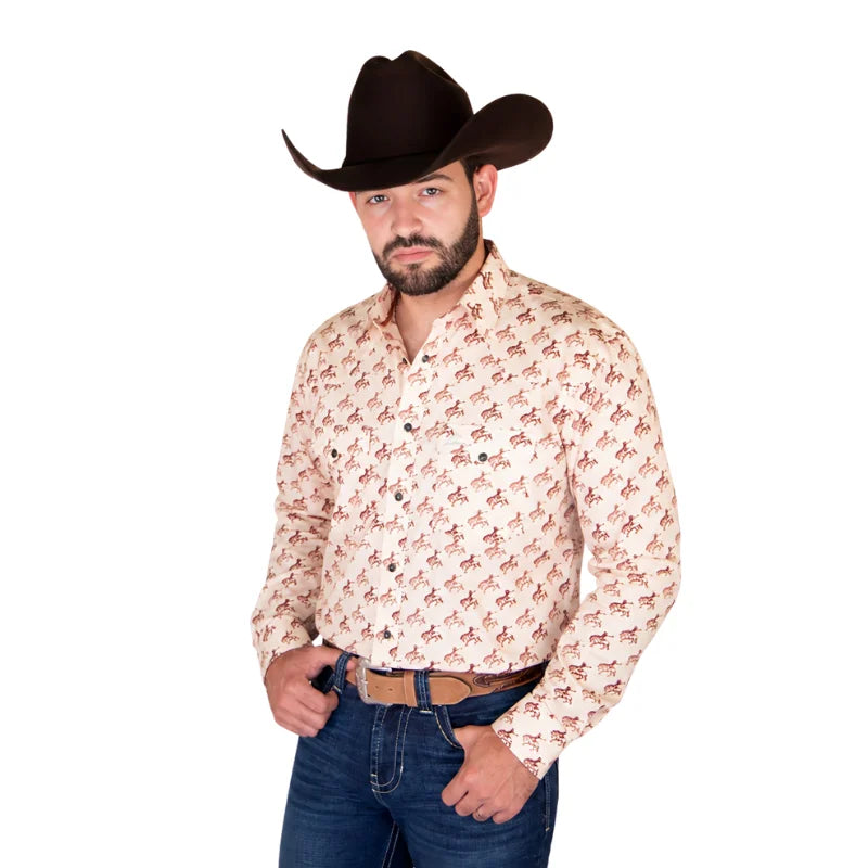 Camisa Vaquera Caballero Estampado Siluetas Jinete