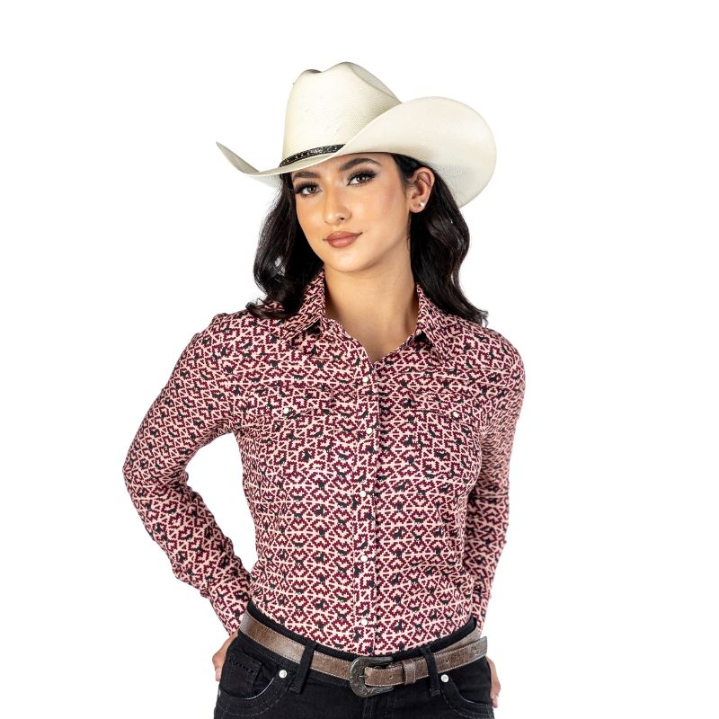 Camisa Vaquera Dama Estampado Cuadro Toros