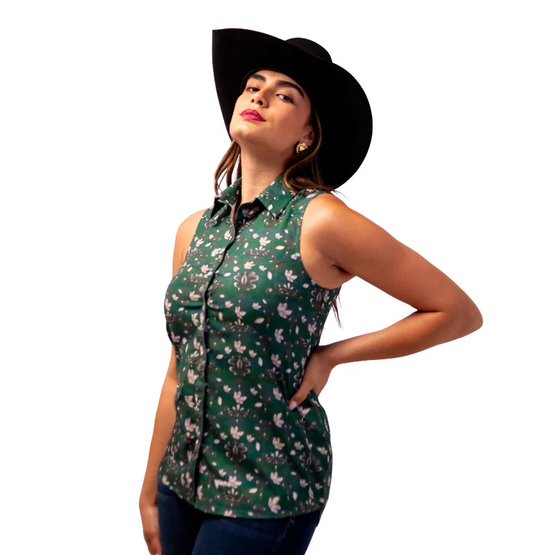Blusa Mujer Icy Denver Estampado Flor De Yuka Verde