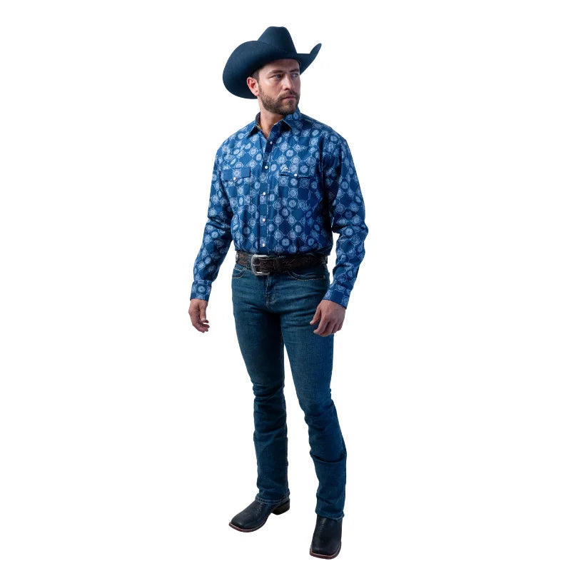 Camisa Vaquera Mosaico Azul Hombre