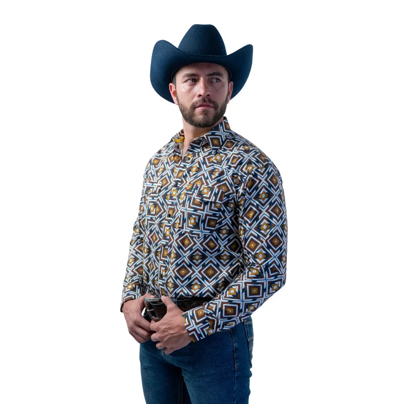 Camisa Vaquera Mosaico Estrella Azul Hombre