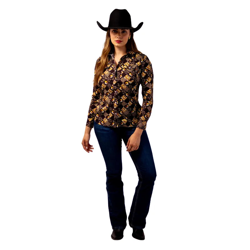 Camisa Vaquera Dama Flowered Patchwork