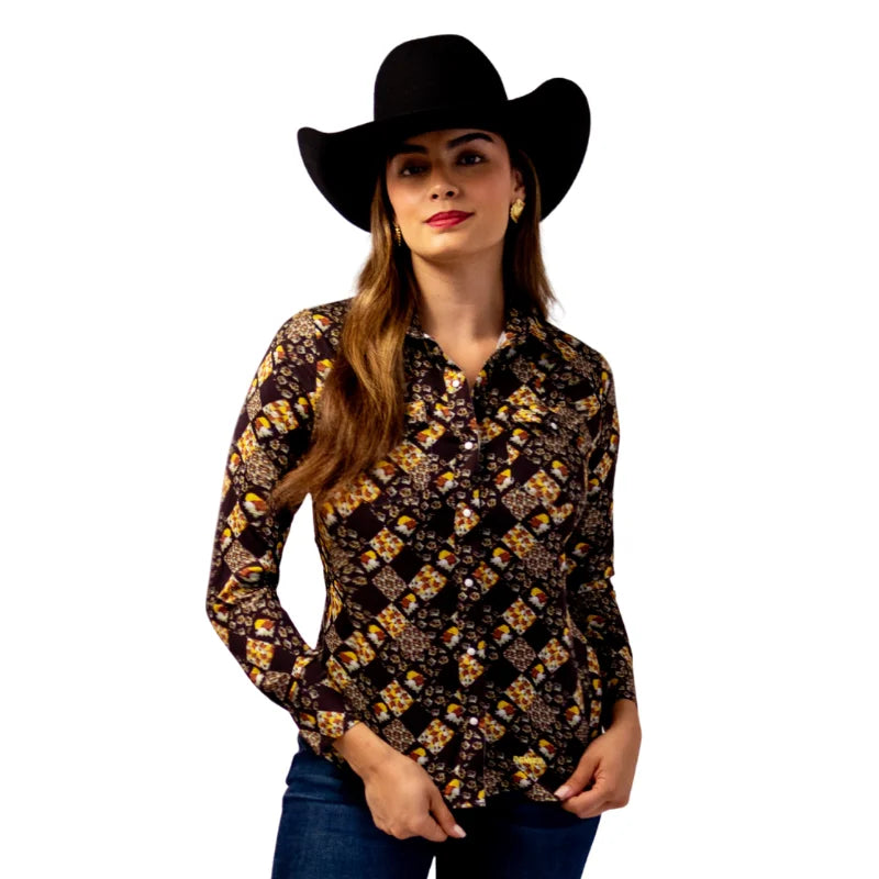 Camisa Vaquera Dama Flowered Patchwork
