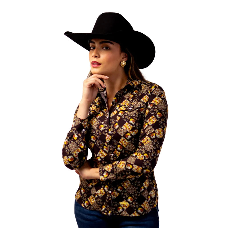 Camisa Vaquera Dama Flowered Patchwork