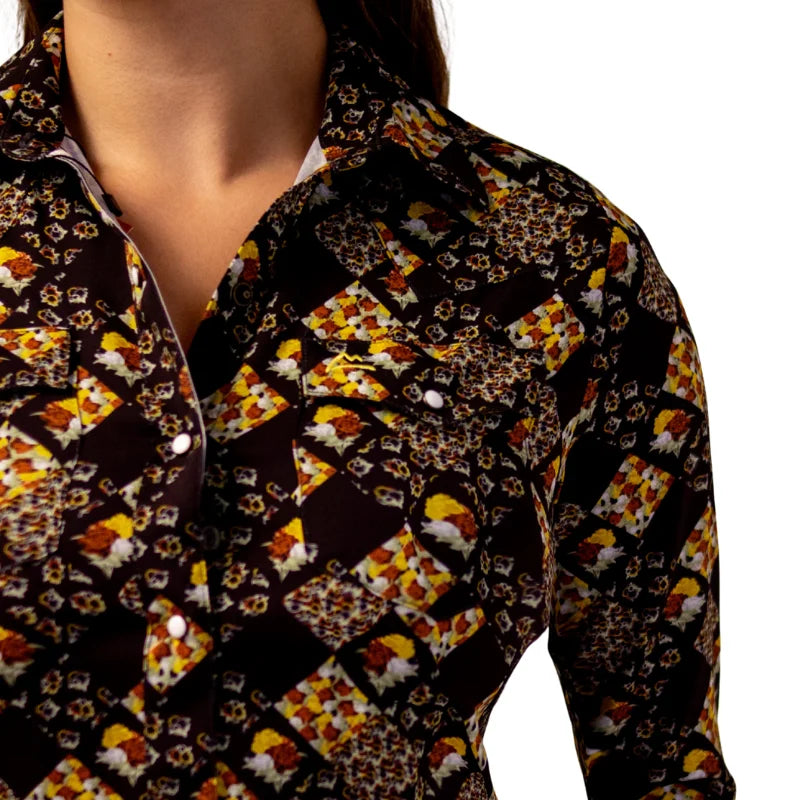 Camisa Vaquera Dama Flowered Patchwork