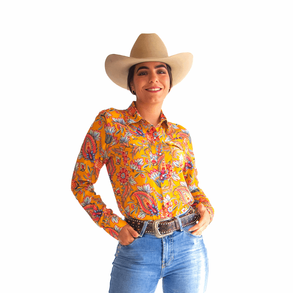 Camisa vaquera Flores Amarillo