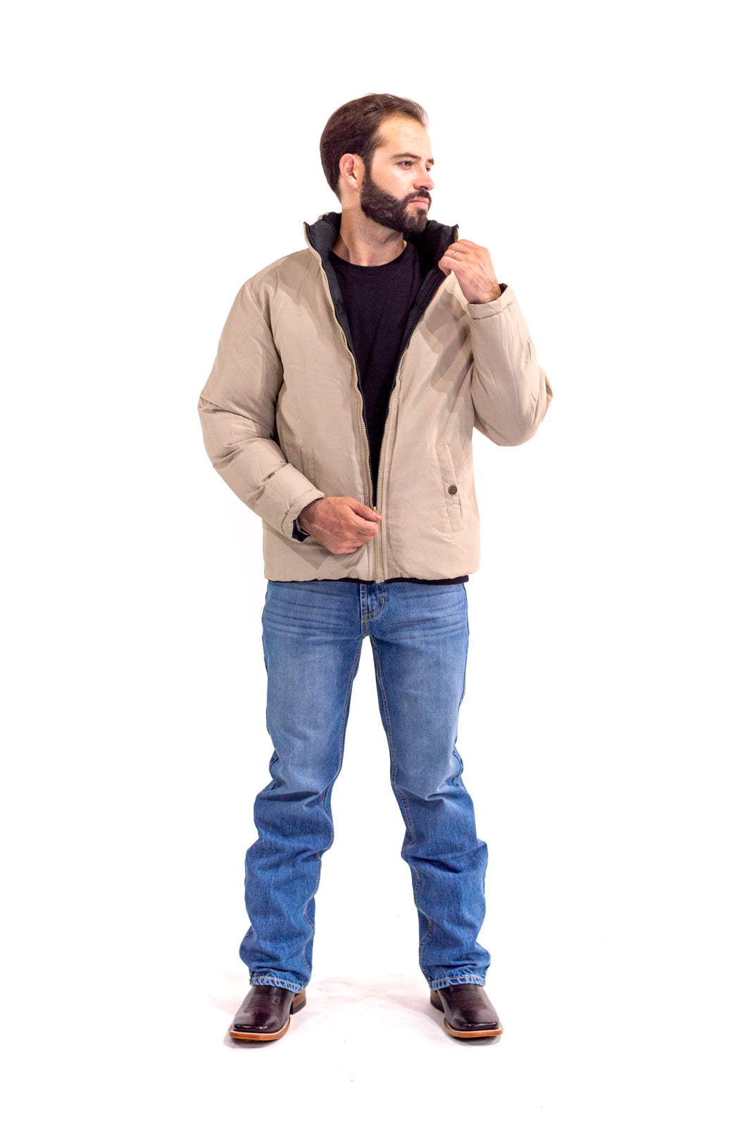 Chamarra Caballero Doble Vista Black/Kakhi