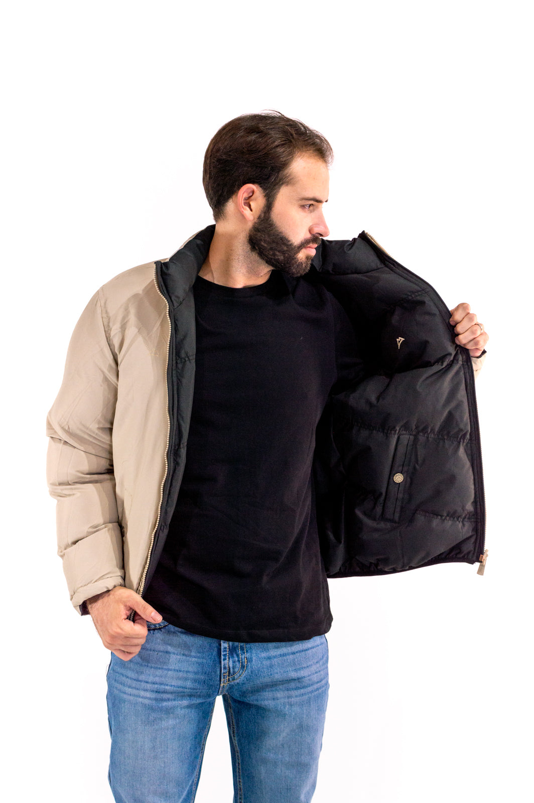 Chamarra Caballero Doble Vista Black/Kakhi