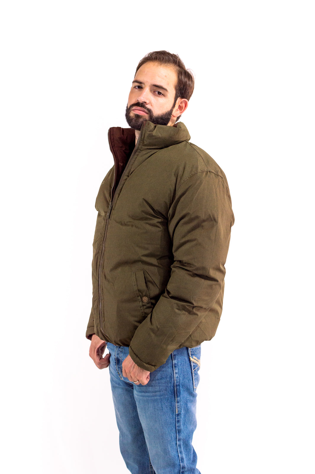 Chamarra Caballero Doble Vista Red Coffee/Dark Olive