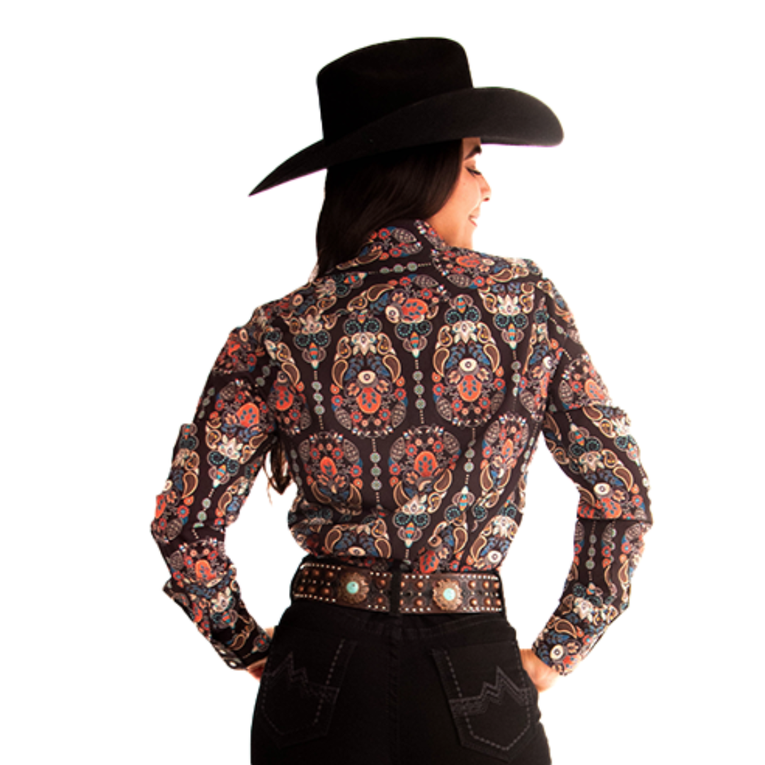 Camisa Vaquera Dama Paisley Black Icy Denver