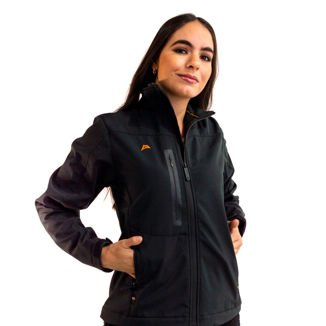 Chamarra Mujer Spandex Black Orange