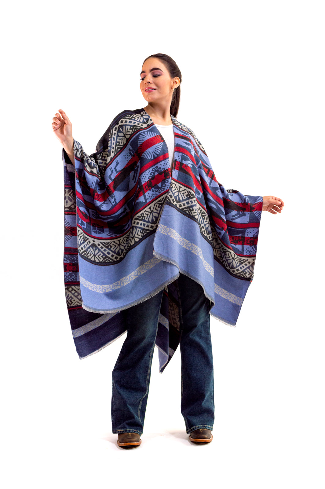 Poncho Icy Denver Blue Étnico